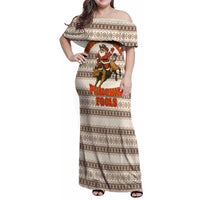 Riding Bulls Punchin Fools Christmas Family Matching Off Shoulder Maxi Dress and Hawaiian Shirt Xmas Holiday Patterns - Wonder Print Shop