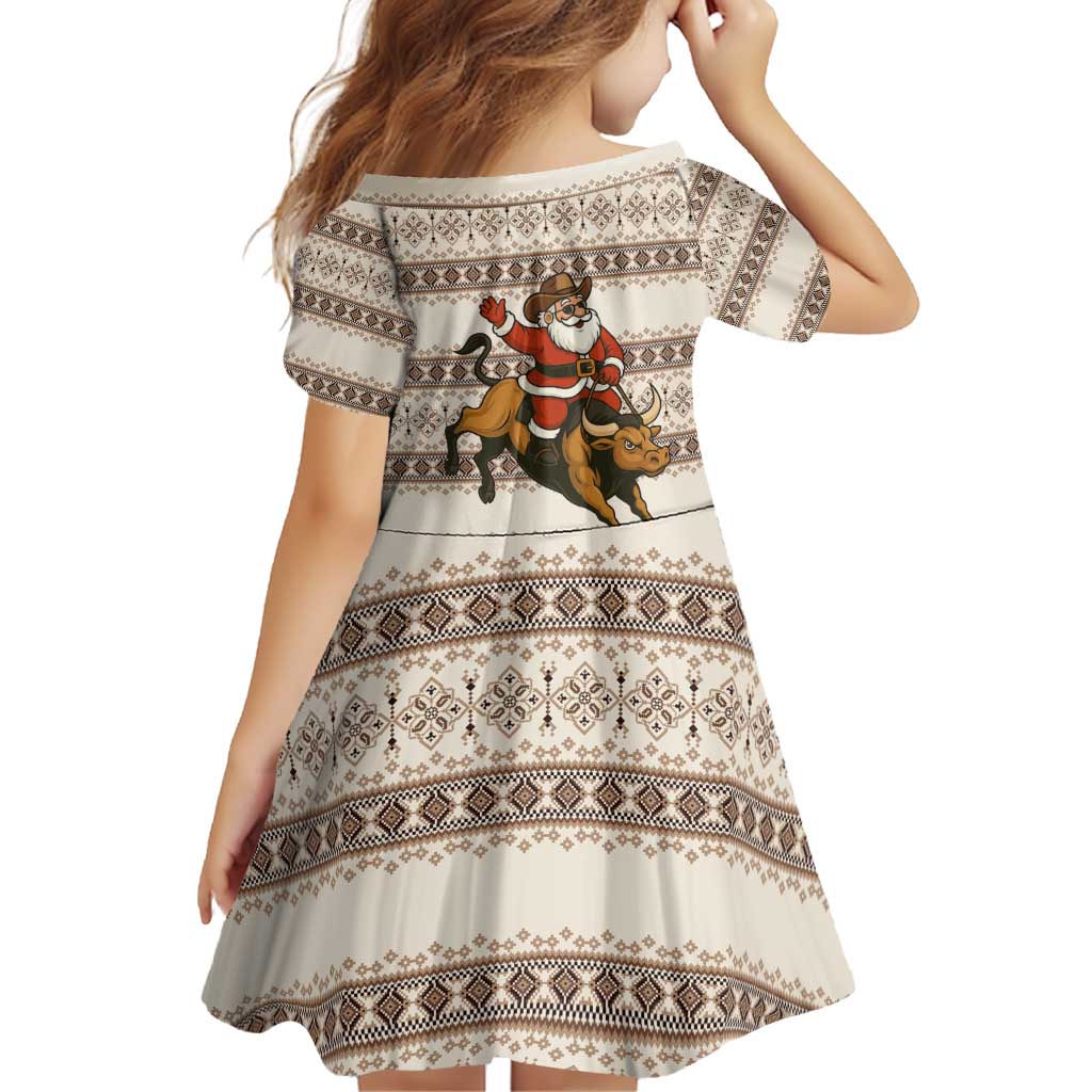 Riding Bulls Punchin Fools Christmas Family Matching Off Shoulder Short Dress and Hawaiian Shirt Xmas Holiday Patterns - Wonder Print Shop