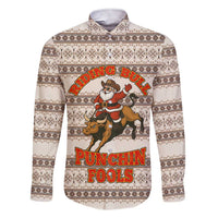 Riding Bulls Punchin Fools Christmas Family Matching Short Sleeve Bodycon Dress and Hawaiian Shirt Xmas Holiday Patterns - Wonder Print Shop