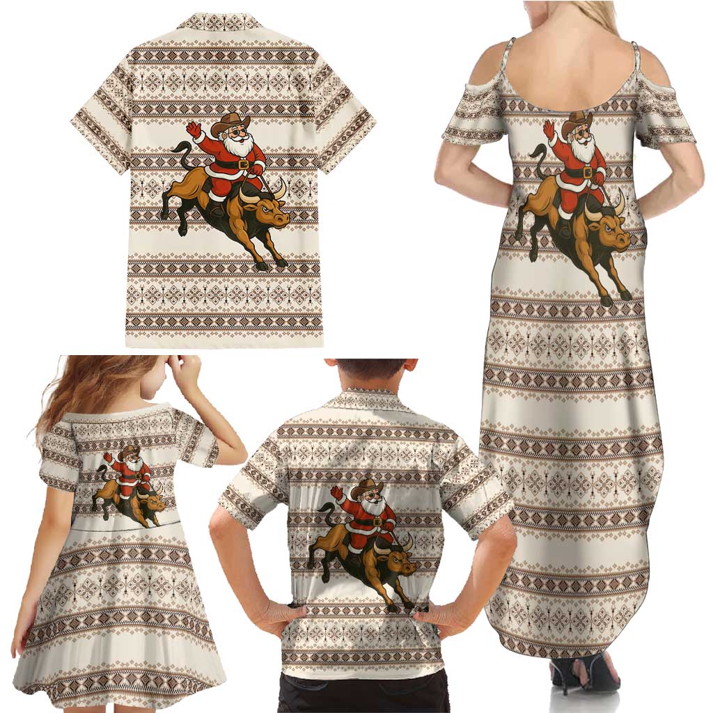 Riding Bulls Punchin Fools Christmas Family Matching Summer Maxi Dress and Hawaiian Shirt Xmas Holiday Patterns - Wonder Print Shop