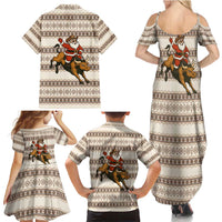 Riding Bulls Punchin Fools Christmas Family Matching Summer Maxi Dress and Hawaiian Shirt Xmas Holiday Patterns - Wonder Print Shop
