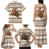 Riding Bulls Punchin Fools Christmas Family Matching Tank Maxi Dress and Hawaiian Shirt Xmas Holiday Patterns - Wonder Print Shop
