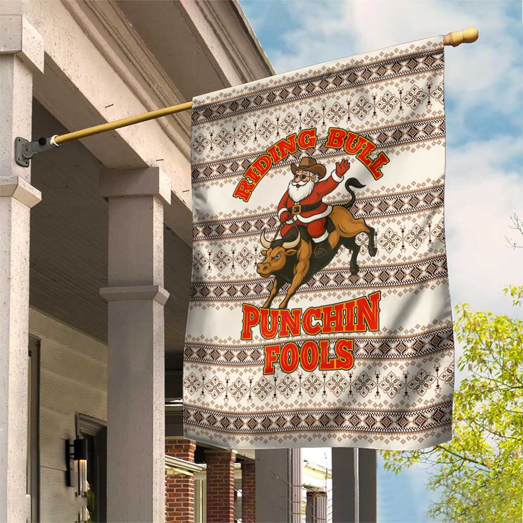 Riding Bulls Punchin Fools Christmas Garden Flag Xmas Holiday Patterns - Wonder Print Shop