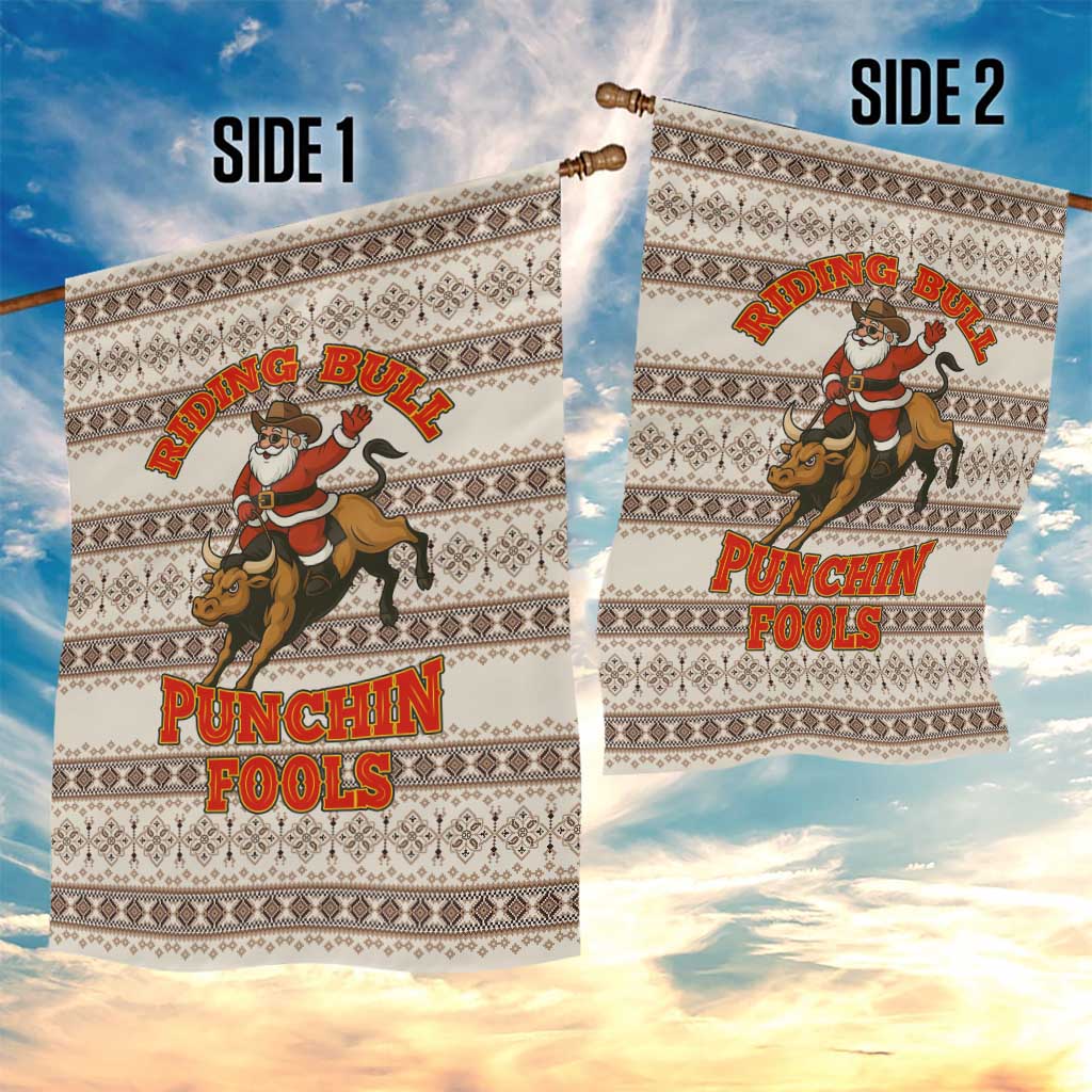 Riding Bulls Punchin Fools Christmas Garden Flag Xmas Holiday Patterns - Wonder Print Shop