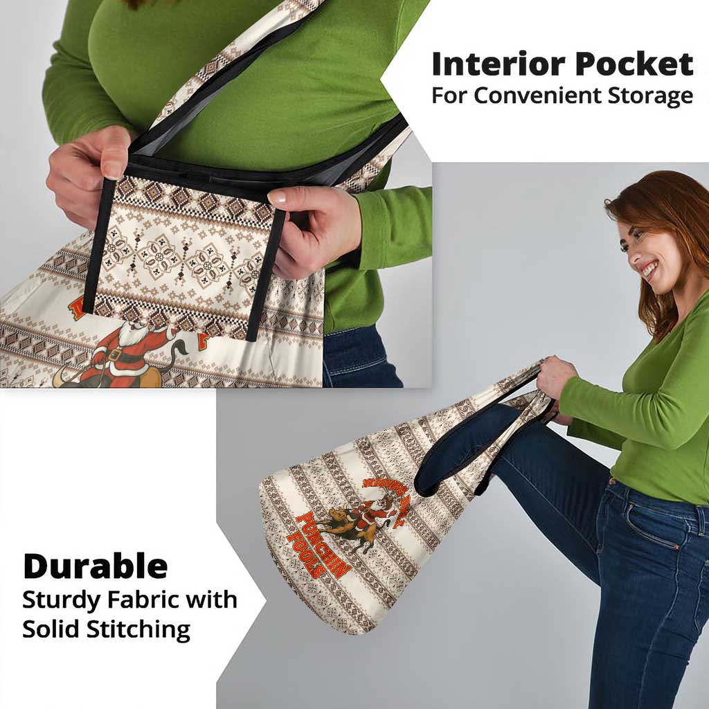 Riding Bulls Punchin Fools Christmas Grocery Bag Xmas Holiday Patterns - Wonder Print Shop