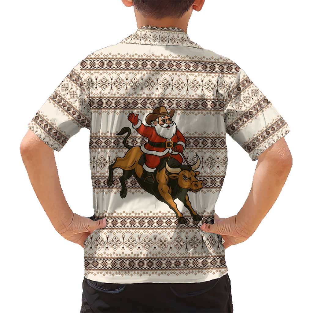Riding Bulls Punchin Fools Christmas Hawaiian Shirt Xmas Holiday Patterns - Wonder Print Shop