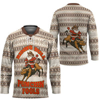 Riding Bulls Punchin Fools Christmas Hockey Jersey Xmas Holiday Patterns - Wonder Print Shop