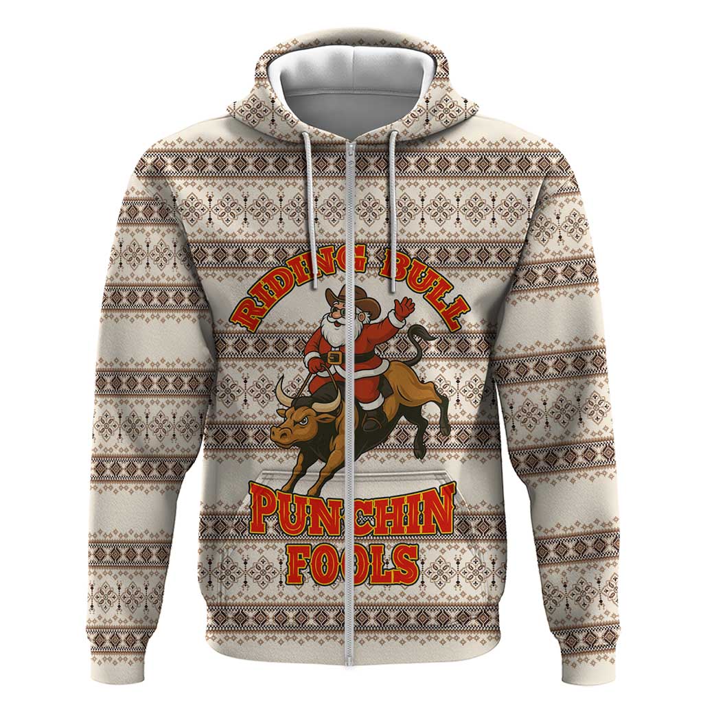 Riding Bulls Punchin Fools Christmas Hoodie Xmas Holiday Patterns - Wonder Print Shop