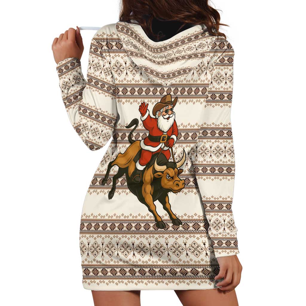 Riding Bulls Punchin Fools Christmas Hoodie Dress Xmas Holiday Patterns - Wonder Print Shop