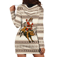 Riding Bulls Punchin Fools Christmas Hoodie Dress Xmas Holiday Patterns - Wonder Print Shop