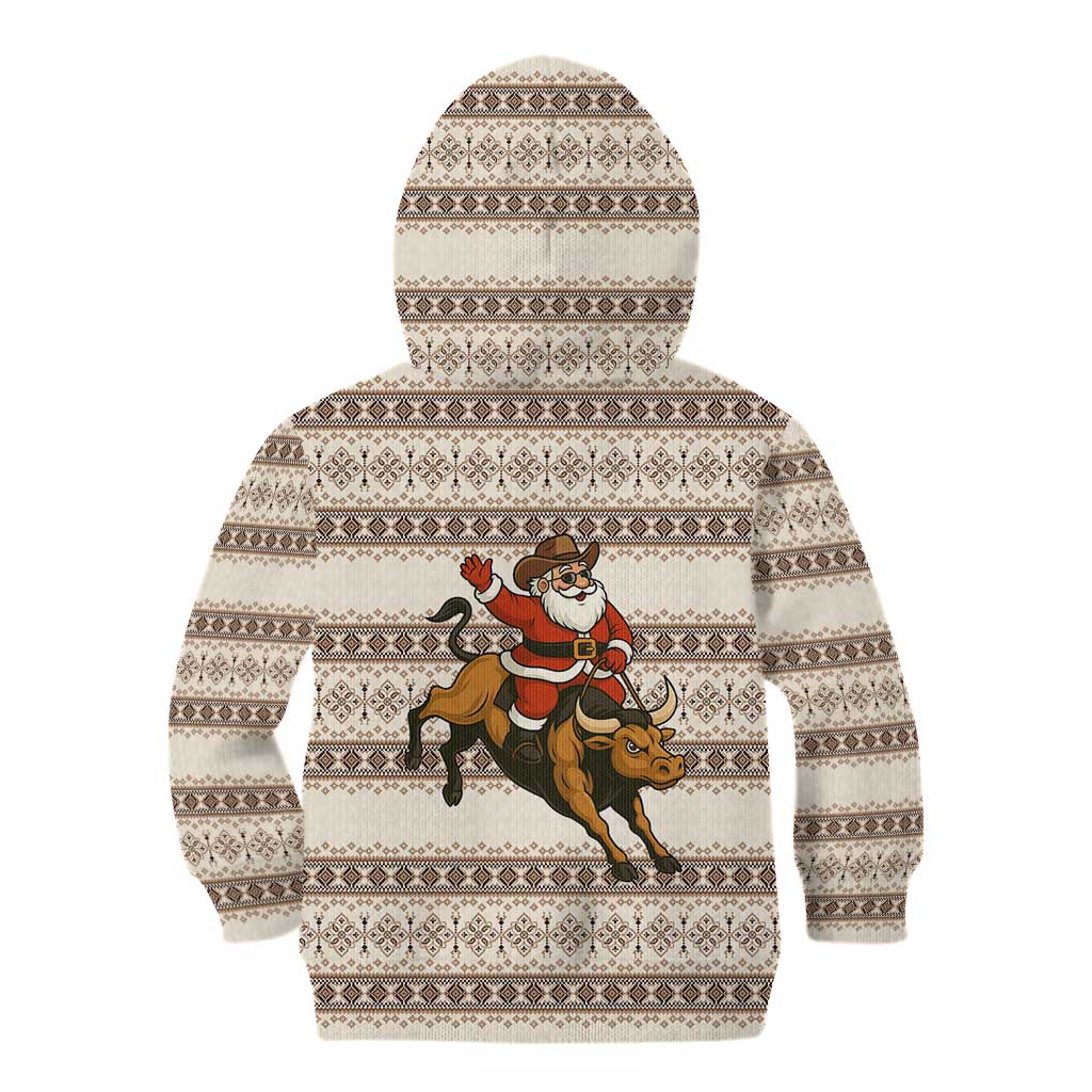 Riding Bulls Punchin Fools Christmas Kid Hoodie Xmas Holiday Patterns - Wonder Print Shop
