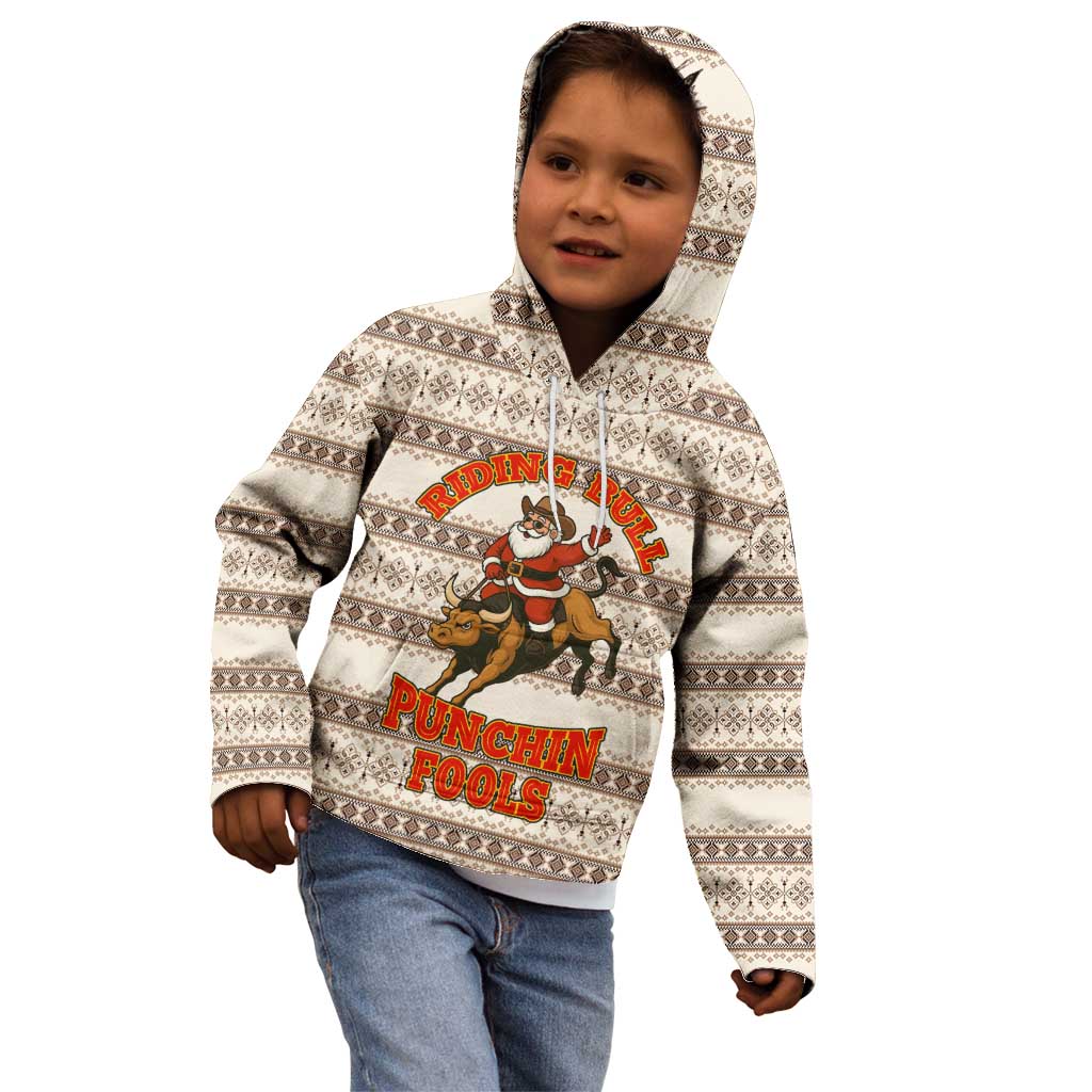 Riding Bulls Punchin Fools Christmas Kid Hoodie Xmas Holiday Patterns - Wonder Print Shop