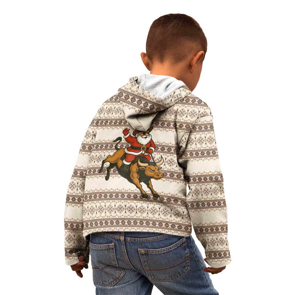 Riding Bulls Punchin Fools Christmas Kid Hoodie Xmas Holiday Patterns - Wonder Print Shop