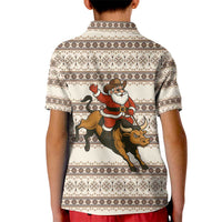 Riding Bulls Punchin Fools Christmas Kid Polo Shirt Xmas Holiday Patterns - Wonder Print Shop