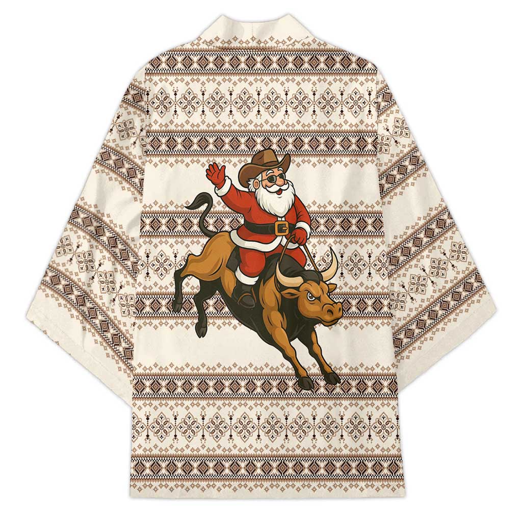 Riding Bulls Punchin Fools Christmas Kimono Xmas Holiday Patterns - Wonder Print Shop