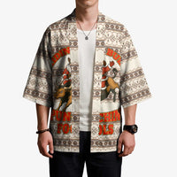 Riding Bulls Punchin Fools Christmas Kimono Xmas Holiday Patterns - Wonder Print Shop
