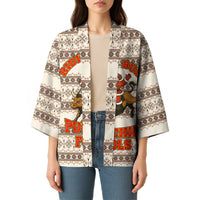 Riding Bulls Punchin Fools Christmas Kimono Xmas Holiday Patterns - Wonder Print Shop