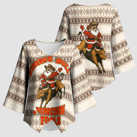 Riding Bulls Punchin Fools Christmas Kimono Sleeve Blouse Xmas Holiday Patterns - Wonder Print Shop