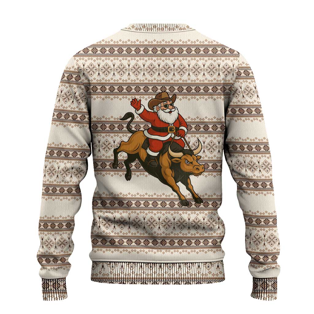 Riding Bulls Punchin Fools Christmas Ugly Christmas Sweater Xmas Holiday Patterns - Wonder Print Shop