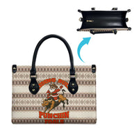 Riding Bulls Punchin Fools Christmas Leather Bag Xmas Holiday Patterns - Wonder Print Shop