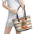 Riding Bulls Punchin Fools Christmas Leather Tote Bag Xmas Holiday Patterns - Wonder Print Shop