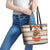 Riding Bulls Punchin Fools Christmas Leather Tote Bag Xmas Holiday Patterns - Wonder Print Shop