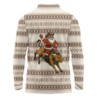 Riding Bulls Punchin Fools Christmas Long Sleeve Polo Shirt Xmas Holiday Patterns - Wonder Print Shop