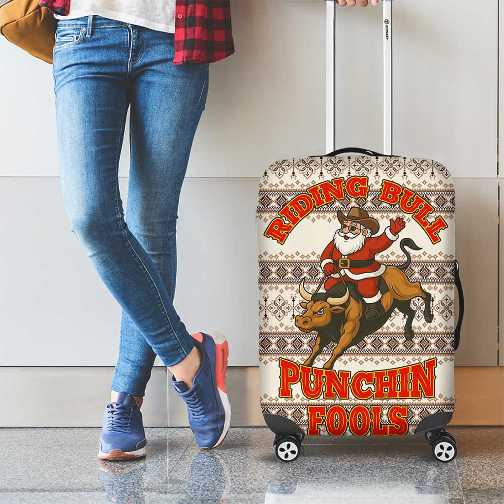 Riding Bulls Punchin Fools Christmas Luggage Cover Xmas Holiday Patterns - Wonder Print Shop