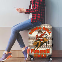 Riding Bulls Punchin Fools Christmas Luggage Cover Xmas Holiday Patterns - Wonder Print Shop