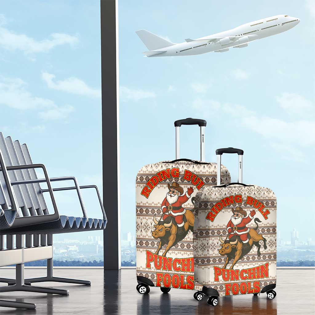 Riding Bulls Punchin Fools Christmas Luggage Cover Xmas Holiday Patterns - Wonder Print Shop