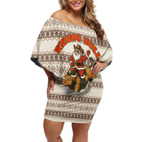 Riding Bulls Punchin Fools Christmas Off Shoulder Short Dress Xmas Holiday Patterns - Wonder Print Shop