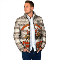 Riding Bulls Punchin Fools Christmas Padded Jacket Xmas Holiday Patterns - Wonder Print Shop