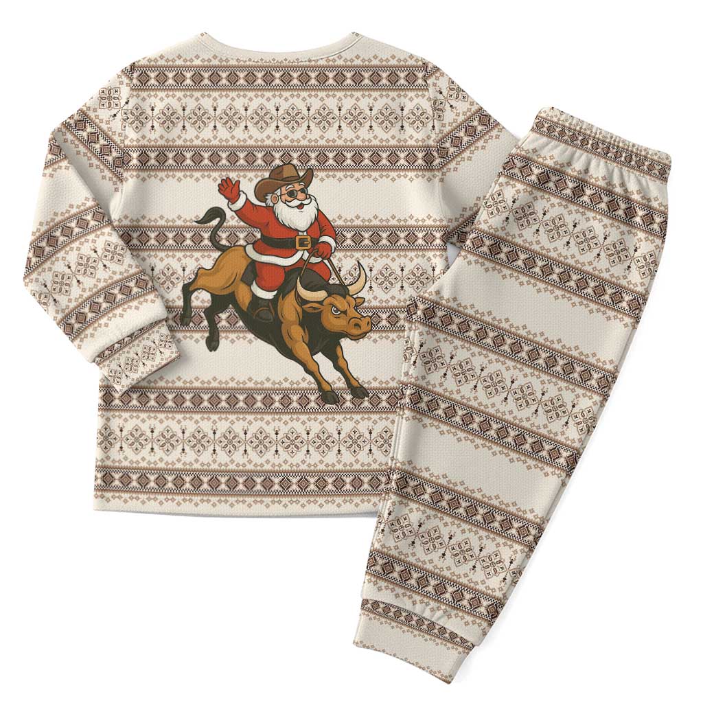 Riding Bulls Punchin Fools Christmas Pajama Set Xmas Holiday Patterns - Wonder Print Shop