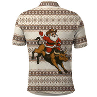Riding Bulls Punchin Fools Christmas Polo Shirt Xmas Holiday Patterns - Wonder Print Shop