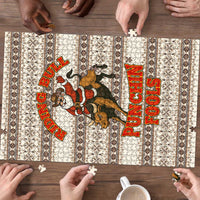 Riding Bulls Punchin Fools Christmas Puzzle Xmas Holiday Patterns - Wonder Print Shop