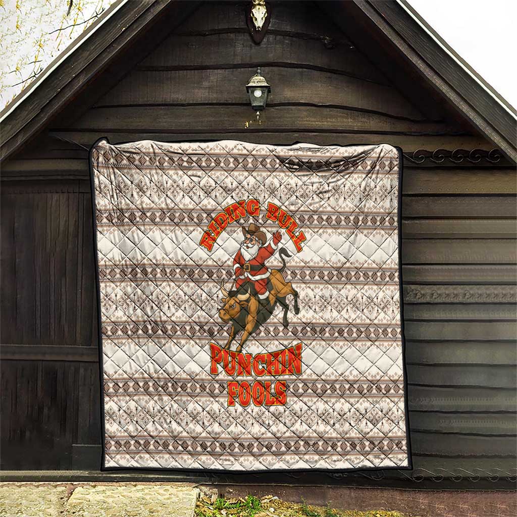 Riding Bulls Punchin Fools Christmas Quilt Xmas Holiday Patterns - Wonder Print Shop