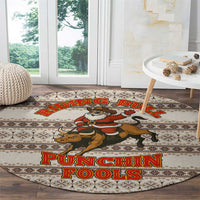Riding Bulls Punchin Fools Christmas Round Carpet Xmas Holiday Patterns - Wonder Print Shop
