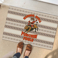 Riding Bulls Punchin Fools Christmas Rubber Doormat Xmas Holiday Patterns - Wonder Print Shop