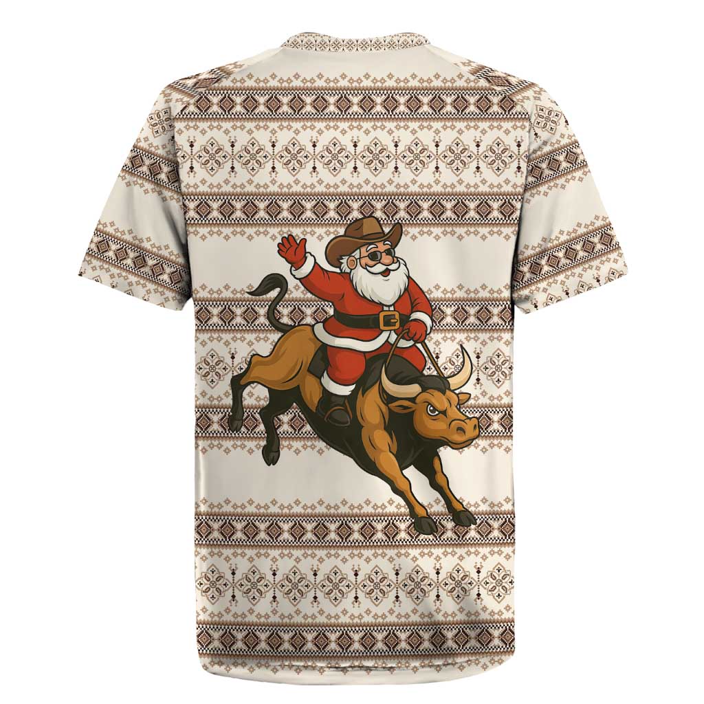 Riding Bulls Punchin Fools Christmas Rugby Jersey Xmas Holiday Patterns - Wonder Print Shop