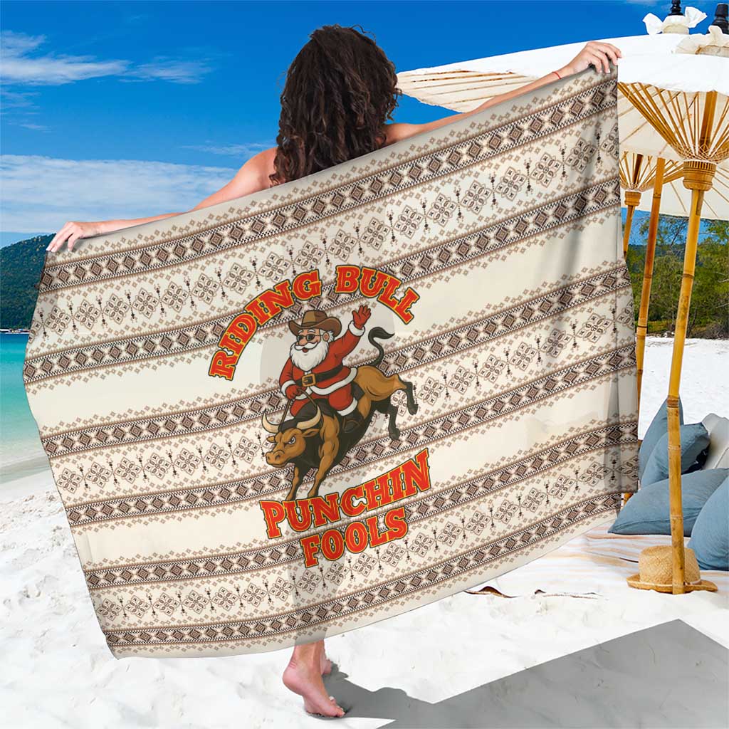 Riding Bulls Punchin Fools Christmas Sarong Xmas Holiday Patterns - Wonder Print Shop