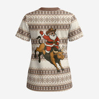 Riding Bulls Punchin Fools Christmas Scrub Top Xmas Holiday Patterns - Wonder Print Shop
