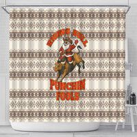 Riding Bulls Punchin Fools Christmas Shower Curtain Xmas Holiday Patterns - Wonder Print Shop