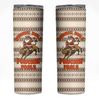 Riding Bulls Punchin Fools Christmas Skinny Tumbler Xmas Holiday Patterns - Wonder Print Shop