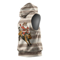 Riding Bulls Punchin Fools Christmas Sleeveless Hoodie Xmas Holiday Patterns - Wonder Print Shop
