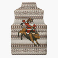 Riding Bulls Punchin Fools Christmas Sleeveless Puffer Jacket Xmas Holiday Patterns - Wonder Print Shop