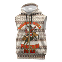 Riding Bulls Punchin Fools Christmas Sleeveless Zip Hoodie Xmas Holiday Patterns - Wonder Print Shop