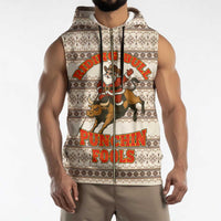 Riding Bulls Punchin Fools Christmas Sleeveless Zip Hoodie Xmas Holiday Patterns - Wonder Print Shop