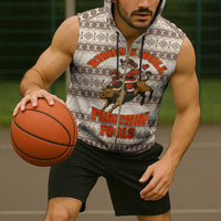 Riding Bulls Punchin Fools Christmas Sleeveless Zip Hoodie Xmas Holiday Patterns - Wonder Print Shop