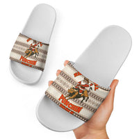 Riding Bulls Punchin Fools Christmas Slide Sandals Xmas Holiday Patterns - Wonder Print Shop