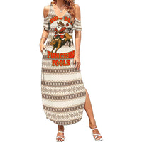 Riding Bulls Punchin Fools Christmas Summer Maxi Dress Xmas Holiday Patterns - Wonder Print Shop